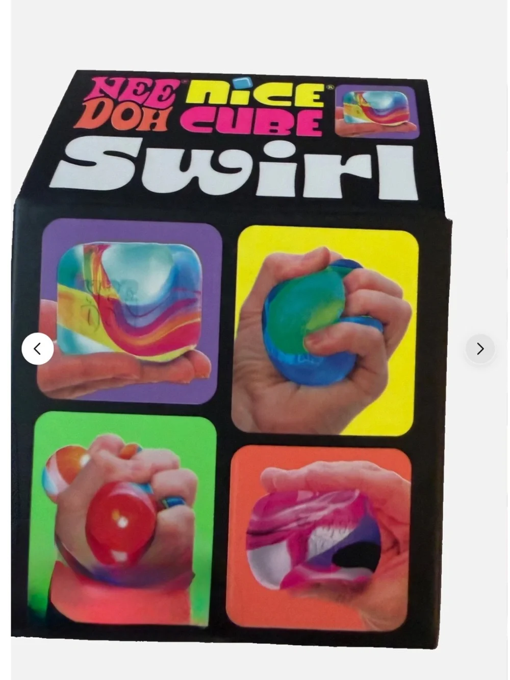 NeeDoh Nice Cube Swirl Stress Toy Purple Pink Blue Black White Clear New in Box